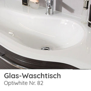 Waschtisch-Typ / -Farbe: Glaswaschtisch Optiwhite 1212 mm Breite - Ablage rechts