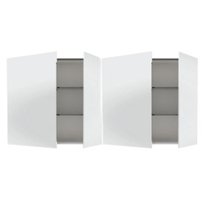 Türanschlag Spiegelschrank: 2x Große Tür links, kleine Tür rechts