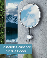 Kosmetikspiegel hängt an der Wand